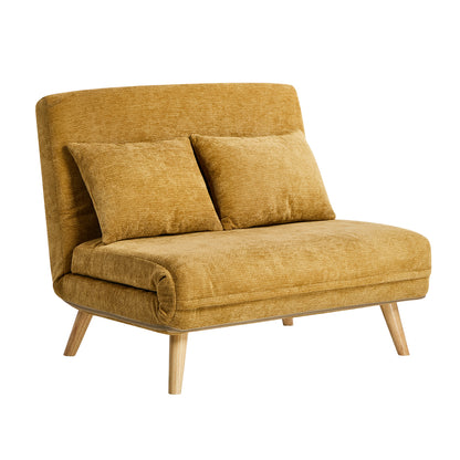 Chenille Sofa Bed Chair Recliner Double Love Seat Upholstered Charcoal&Yellow Fabric