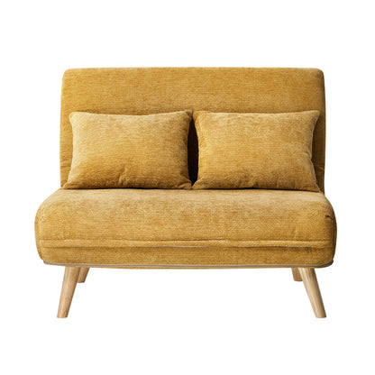 Chenille Sofa Bed Chair Recliner Double Love Seat Upholstered Charcoal&Yellow Fabric
