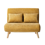 Chenille Sofa Bed Chair Recliner Double Love Seat Upholstered Charcoal&Yellow Fabric