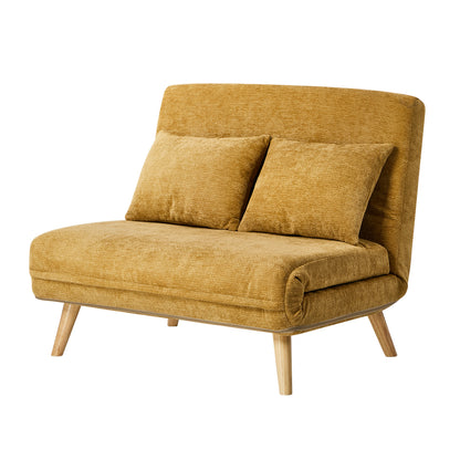 Chenille Sofa Bed Chair Recliner Double Love Seat Upholstered Charcoal&Yellow Fabric