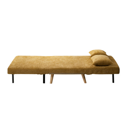 Chenille Sofa Bed Chair Recliner Double Love Seat Upholstered Charcoal&Yellow Fabric