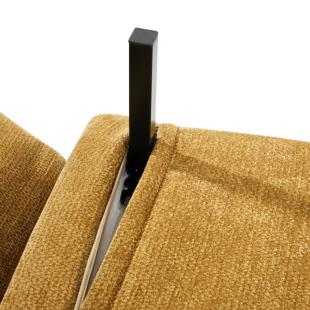 Chenille Sofa Bed Chair Recliner Double Love Seat Upholstered Charcoal&Yellow Fabric