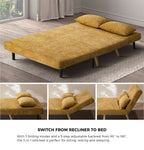 Chenille Sofa Bed Chair Recliner Double Love Seat Upholstered Charcoal&Yellow Fabric