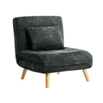 Sofa Bed Chair Chenille Recliner Wooden Leg Single Seat Charcoal/Yellow