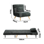 Sofa Bed Chair Chenille Recliner Wooden Leg Single Seat Charcoal/Yellow