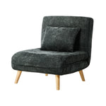 Sofa Bed Chair Chenille Recliner Wooden Leg Single Seat Charcoal/Yellow