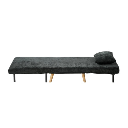 Sofa Bed Chair Chenille Recliner Wooden Leg Single Seat Charcoal/Yellow