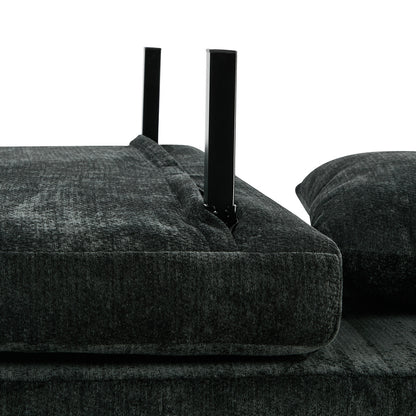 Sofa Bed Chair Chenille Recliner Wooden Leg Single Seat Charcoal/Yellow