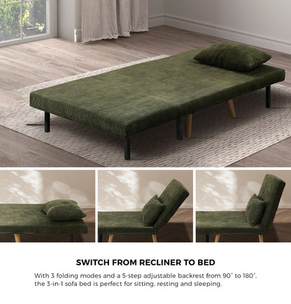 Lounge Sofa Bed Polyester Single Seat Green