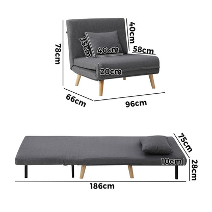 Lounge Sofa Bed Polyester Single Seat Green