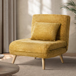 Sofa Bed Chair Chenille Recliner Wooden Leg Single Seat Charcoal/Yellow