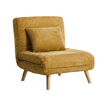 Sofa Bed Chair Chenille Recliner Wooden Leg Single Seat Charcoal/Yellow