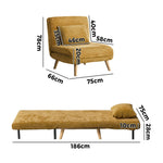 Sofa Bed Chair Chenille Recliner Wooden Leg Single Seat Charcoal/Yellow