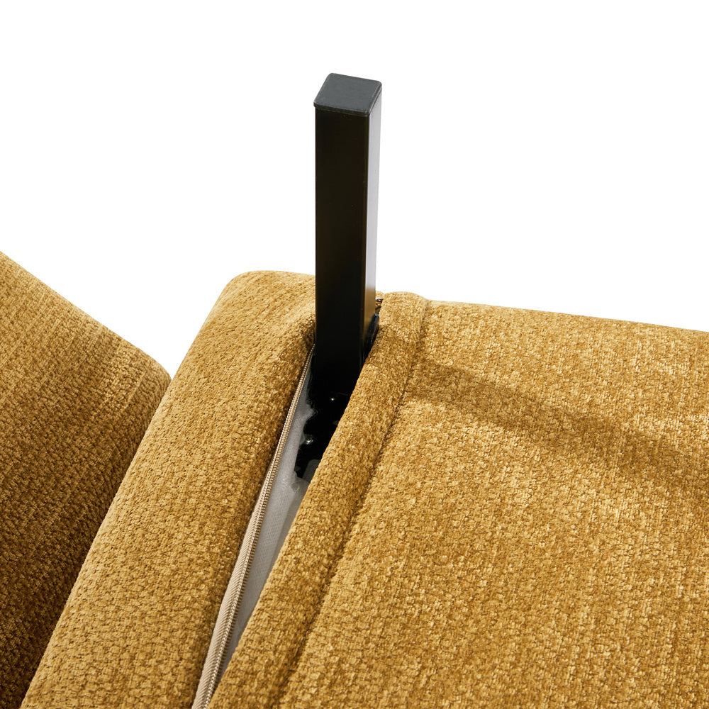 Sofa Bed Chair Chenille Recliner Wooden Leg Single Seat Charcoal/Yellow