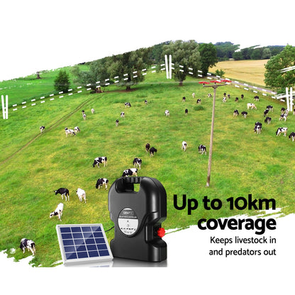 Electric Fence Energiser Solar Fencing Energizer Charger Farm Animal 10Km 0.5J
