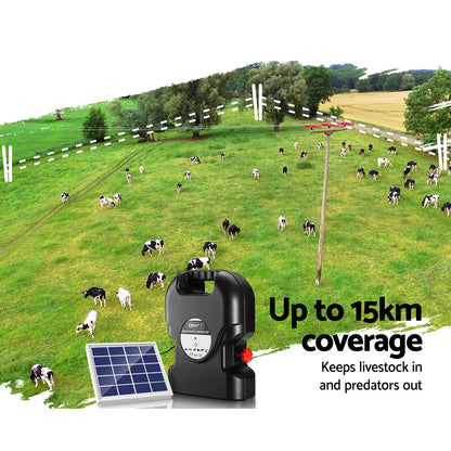 Electric Fence Energiser Solar Fencing Energizer Charger Farm Animal 15Km 0.8J