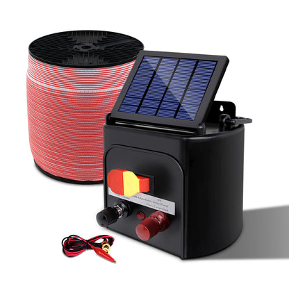 Fence Energiser 5Km Solar Powered Electric 1200M Poly Tape