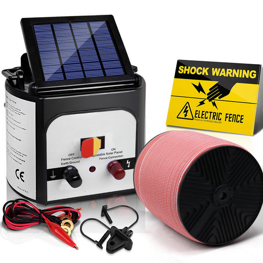 Fence Energiser 8Km Solar Powered Electric 2000M Poly Tape