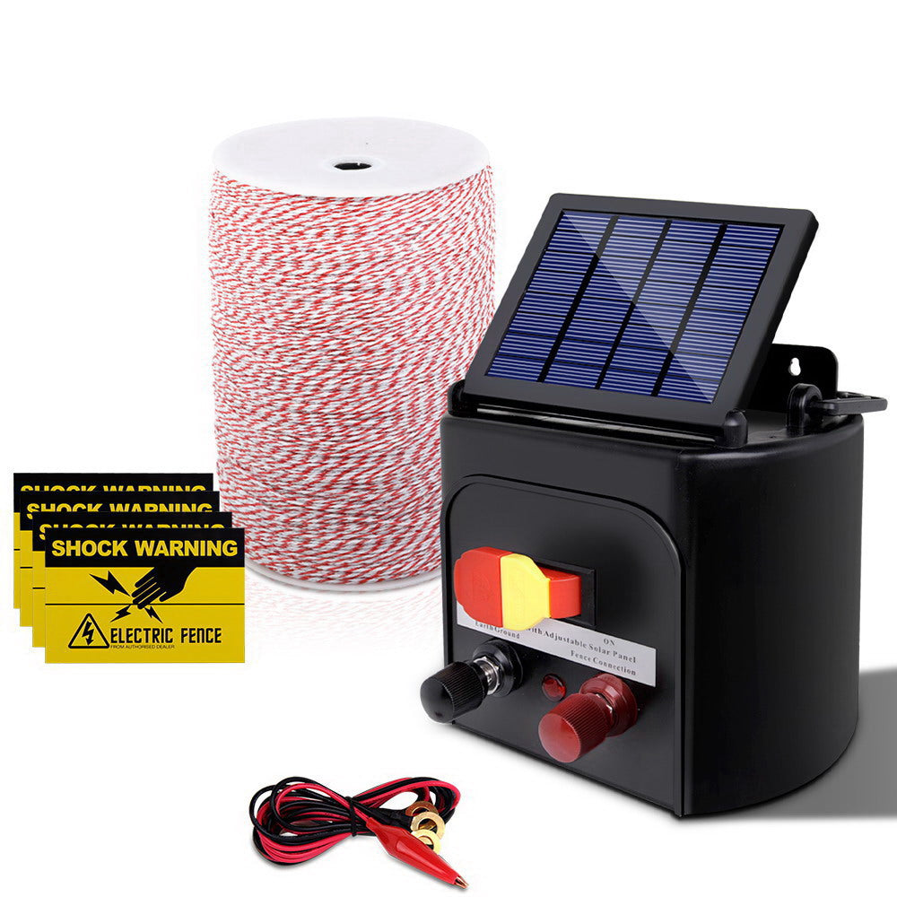 Fence Energiser 5Km Solar Powered Electric 2Km Poly Wire