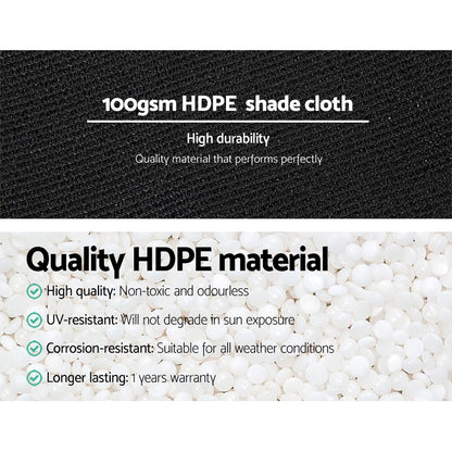 50% Shade Cloth 1.83x20m - Heavy Duty Garden Mesh Roll, Black