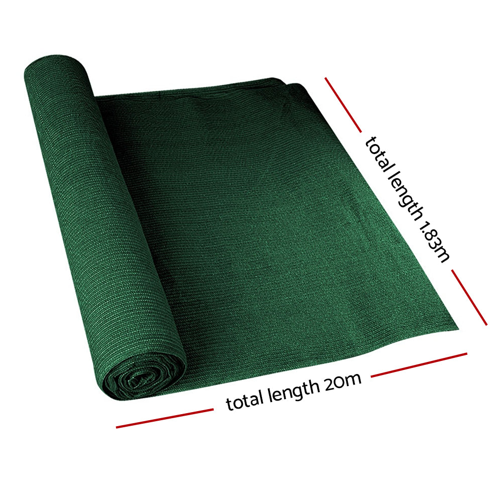 90% Shade Cloth 1.83x20m - Heavy Duty Garden Mesh Roll, Green
