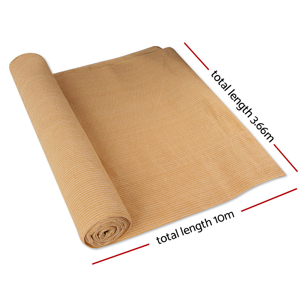 70% Shade Cloth 3.66X10M Shadecloth Sail Heavy Duty Beige