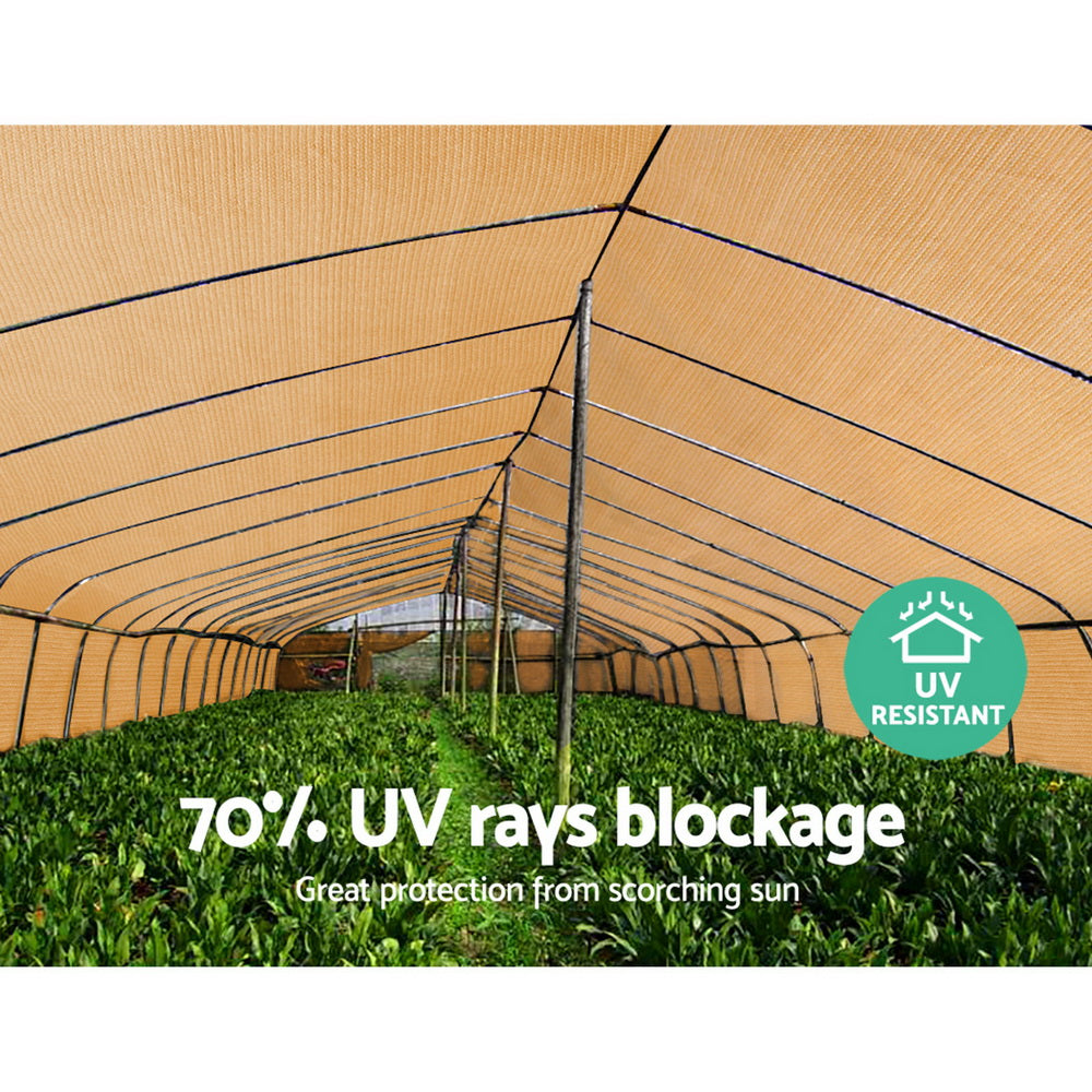 70% Shade Cloth 3.66X10M Shadecloth Sail Heavy Duty Beige