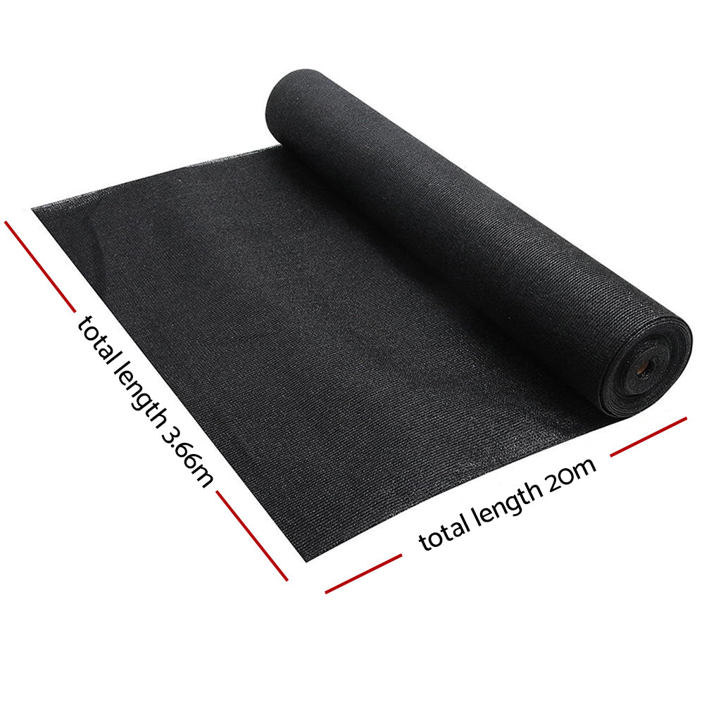 90% Shade Cloth 3.66X20M Shadecloth Sail Heavy Duty Black