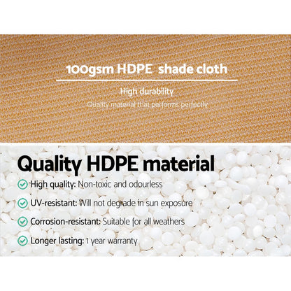 50% Shade Cloth 3.66X30M Shadecloth Sail Heavy Duty Beige