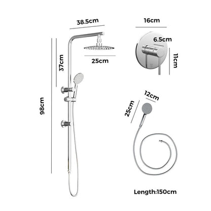 10" Rain Shower Head Set Round Handheld With Shower Mixer Tap