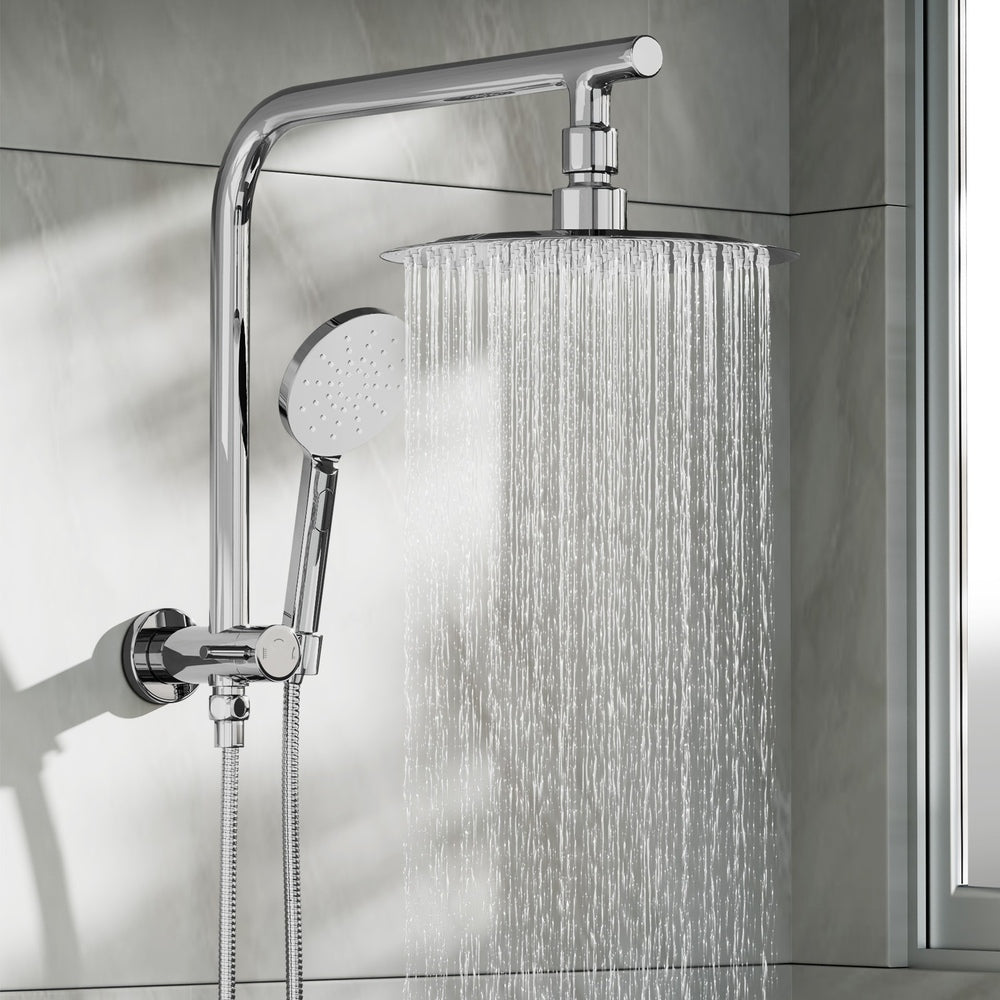 10" Rain Shower Head Set Round 3-Mode Gooseneck Chrome