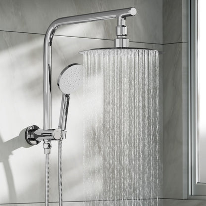 10" Rain Shower Head Set Round 3-Mode Gooseneck Chrome
