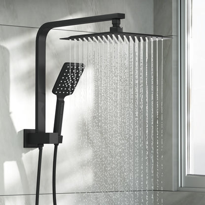 10" Rain Shower Head Set Square 3-Mode Gooseneck Chrome