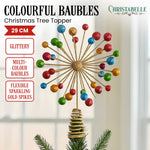 Christmas Tree Topper Glittery Baubles Gold Decoration Multi-Colour Ornaments