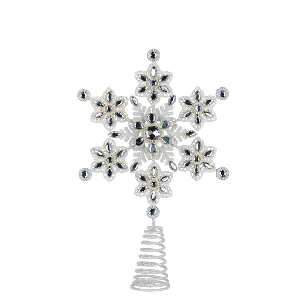  Snowflake Christmas Tree Topper with Beaded Detailing Decoration Ornament