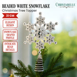 Snowflake Christmas Tree Topper with Beaded Detailing Decoration Ornament