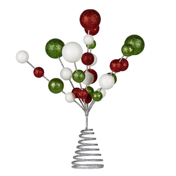  Colourful Baubles Christmas Tree Topper with Festive Glitter Finish Decoration Orn