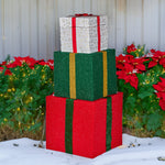 122cm Animated Present Stack Santa LED Lights Christmas Tree Decoration Ornament