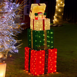 122cm Animated Present Stack Santa LED Lights Christmas Tree Decoration Ornament