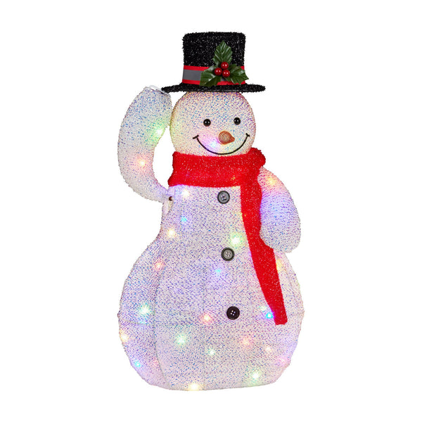  51cm Animated Snowman Christmas Display Multi Colour LED Lights Xmas Decoration