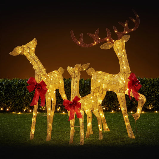 Animated Reindeer Gold Mesh Display