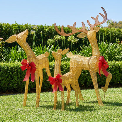 Animated Reindeer Gold Mesh Display