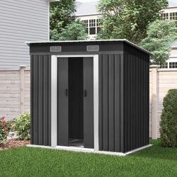 1.94X1.21M Garden Shed With Metal Base And Sliding Door