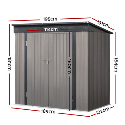 1.95X1.31M Steel Garden Shed With Double Door