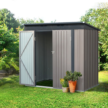 1.95X1.31M Steel Garden Shed With Double Door