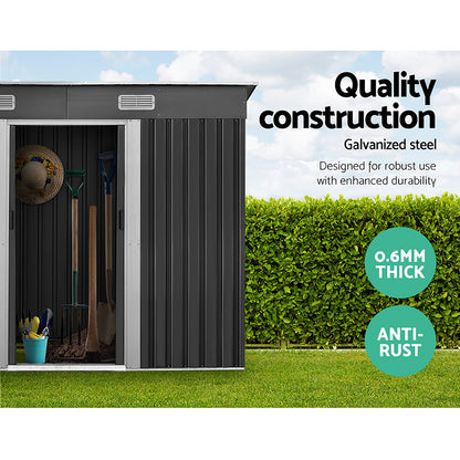 2.38X1.31M Metal Garden Shed With Sliding Door
