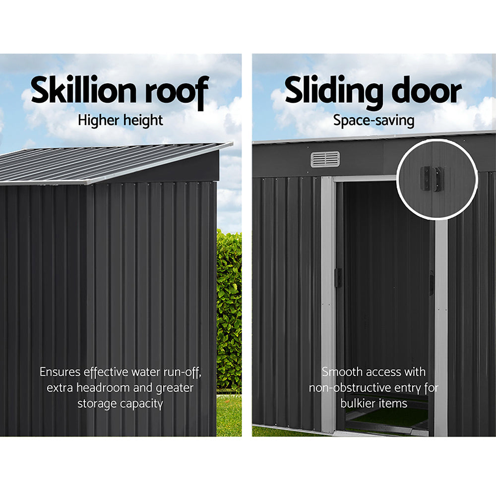 2.38X1.31M Metal Garden Shed With Sliding Door