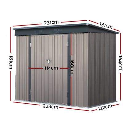 2.31X1.31M Metal Garden Shed With Double Door