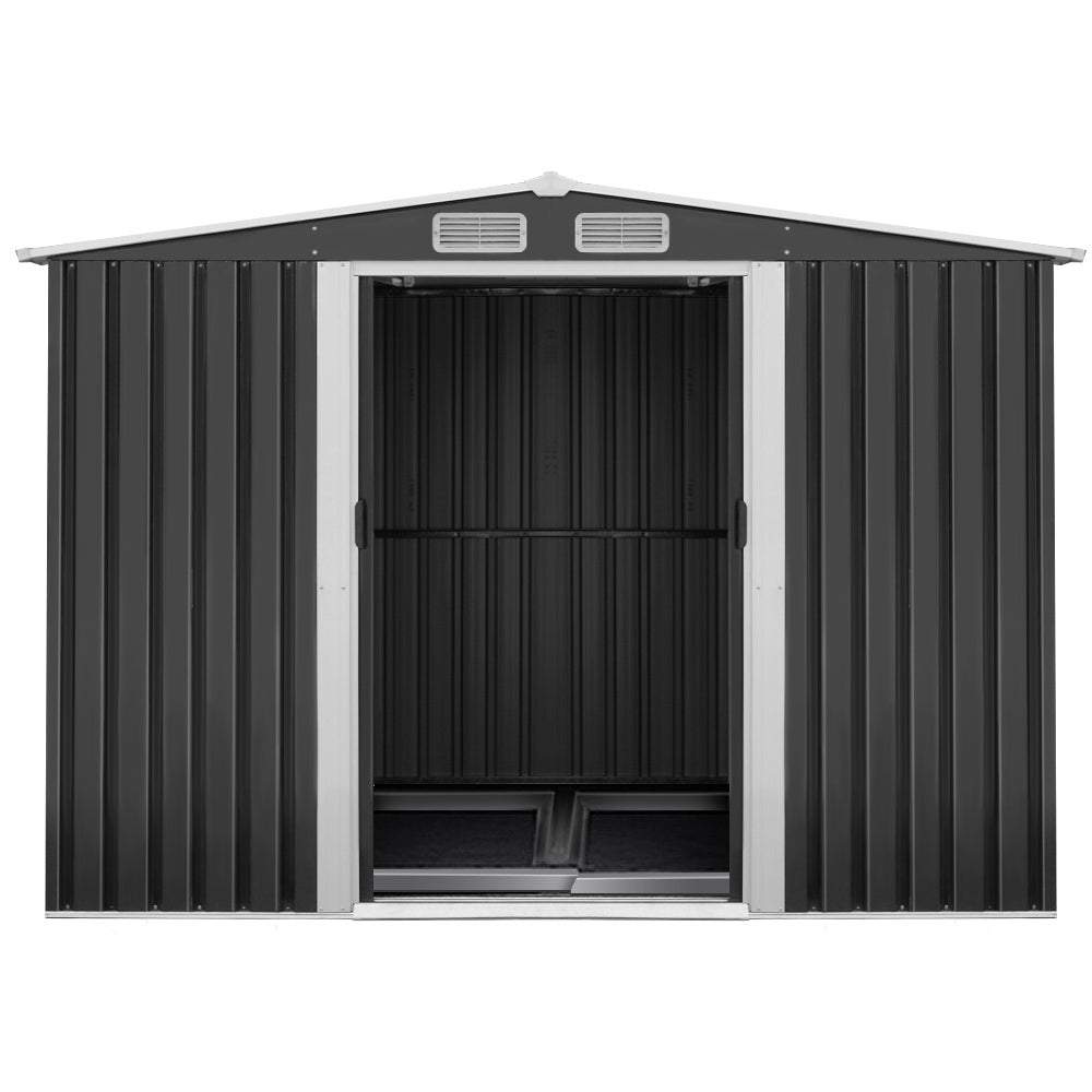 2.6X3.9M Garden Shed With Metal Base And Sliding Door