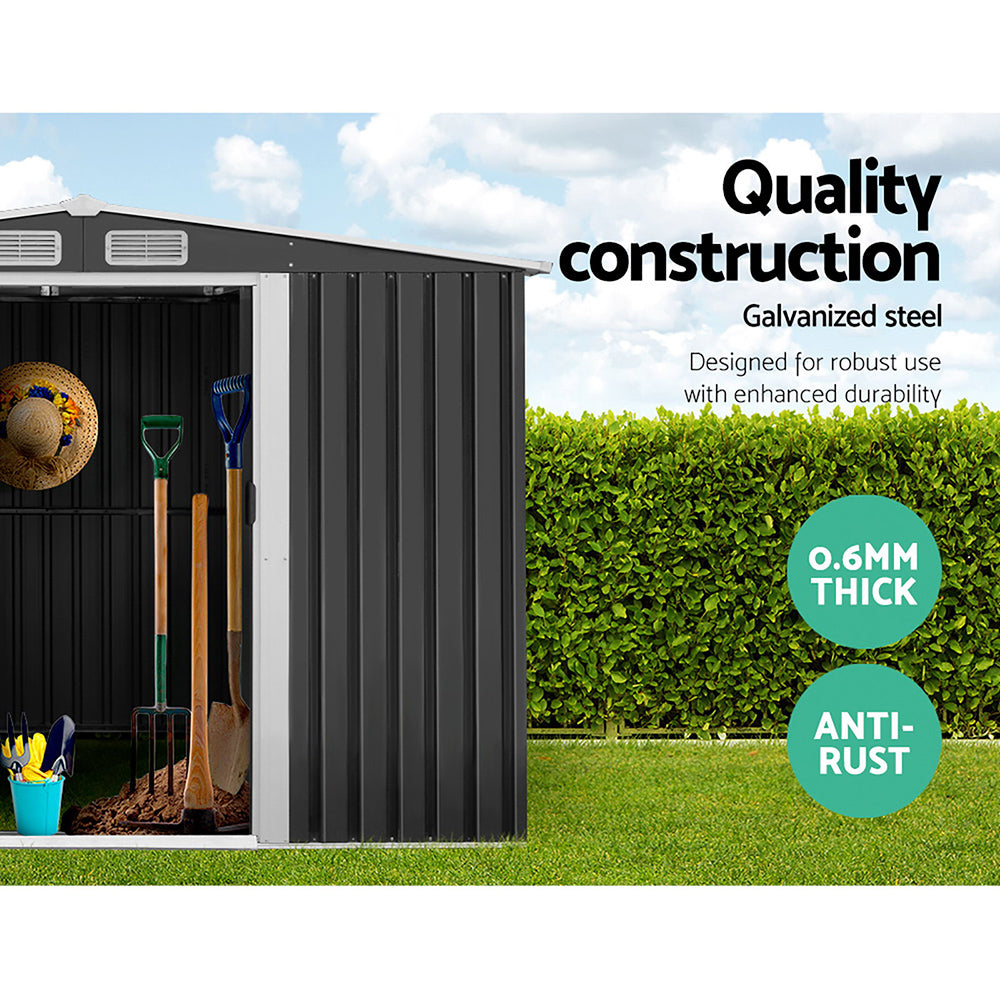 2.6X3.9M Garden Shed With Metal Base And Sliding Door